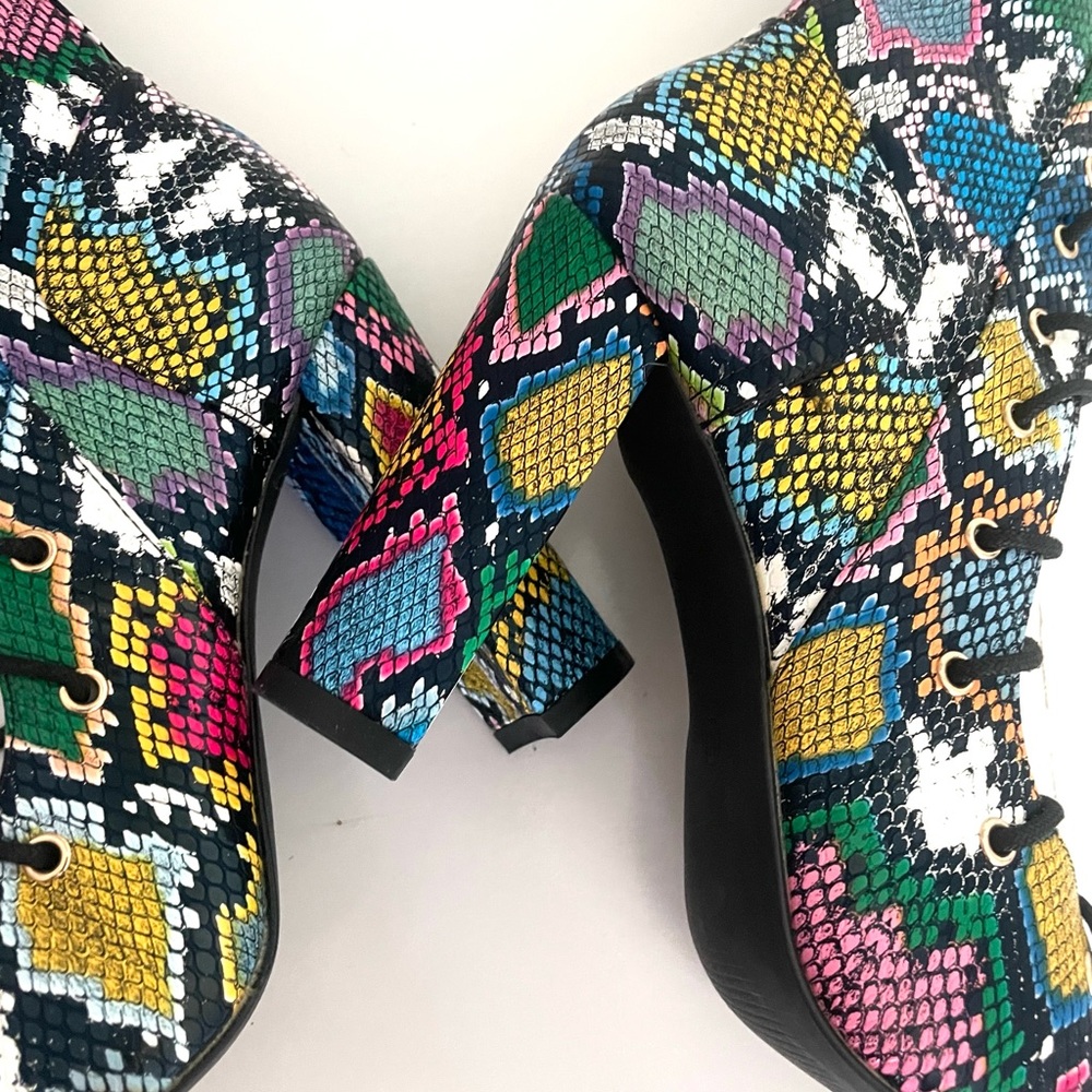 LILIANA Sage lace up chunky heel multicolor snake print heeled sandal size 10 - Picture 10 of 11